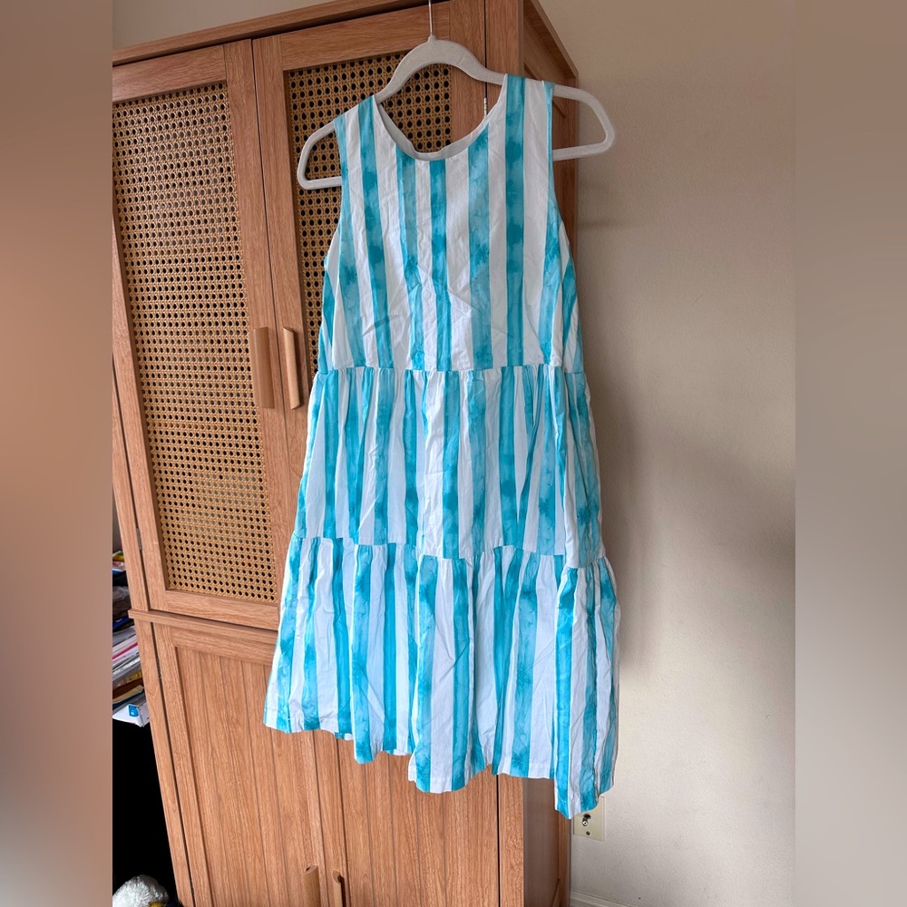 Teal and white striped dress - perfect for the beach!